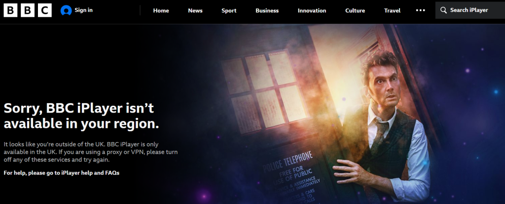 BBC iPlayer Error Message because of geo-blocking
