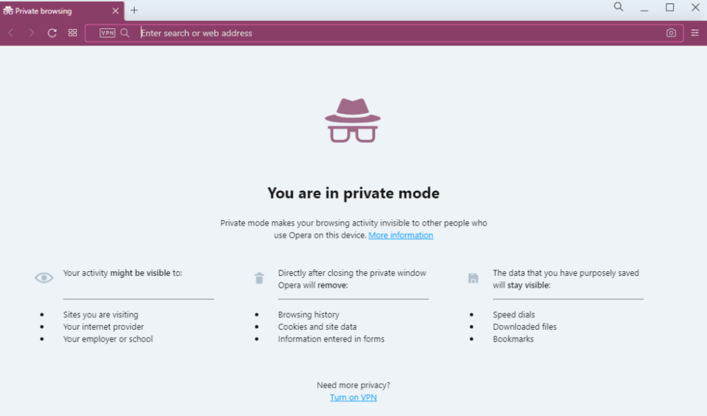 Private Window Opera Browser