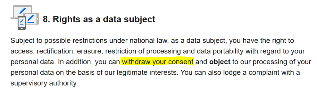 withdrawing consent on eBay