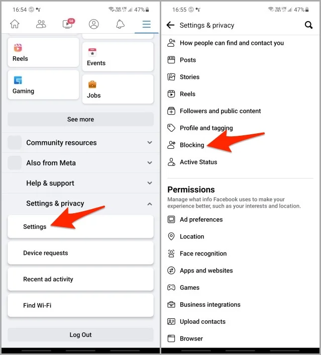 Finding the block option on Messenger