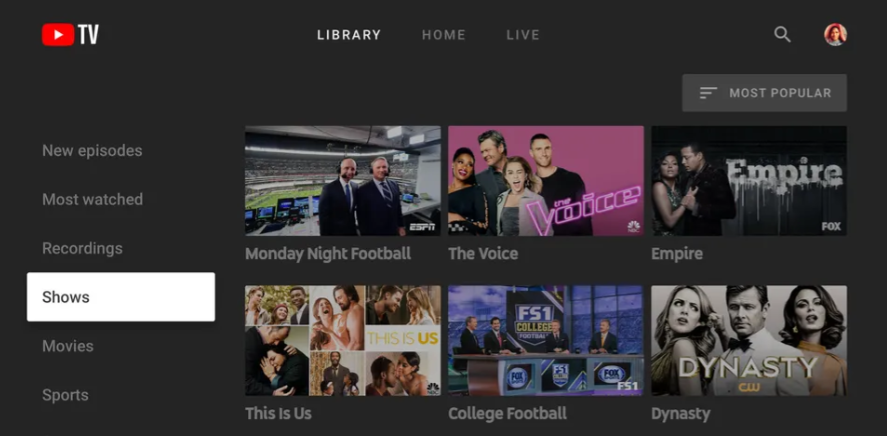 YouTube Live TV