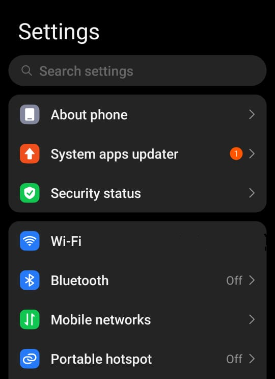 android phone settings