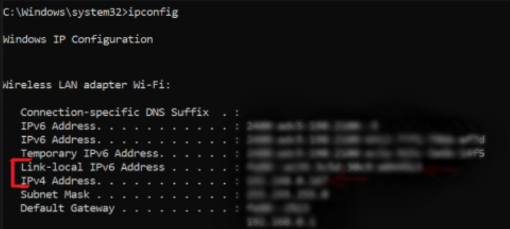 check your IP address using command prompt