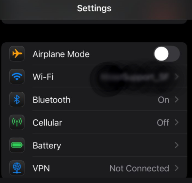 iPhone settings