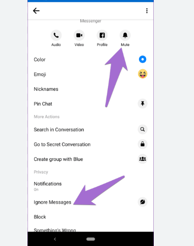 ignore messages on Messenger
