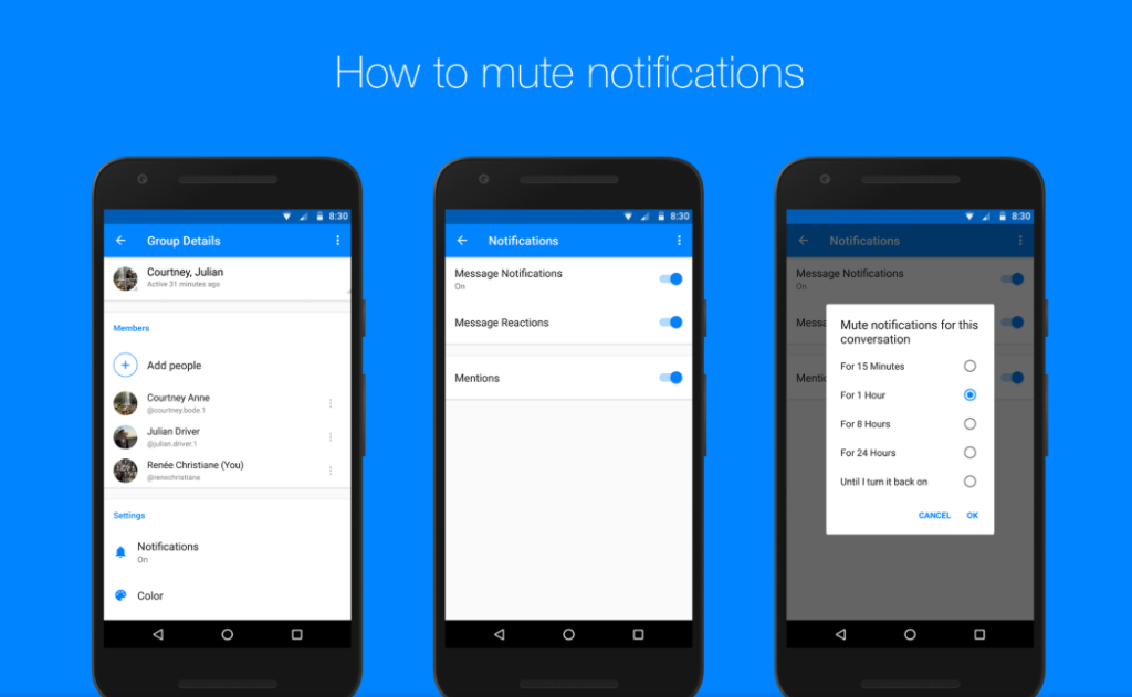 mute notifications on Messenger