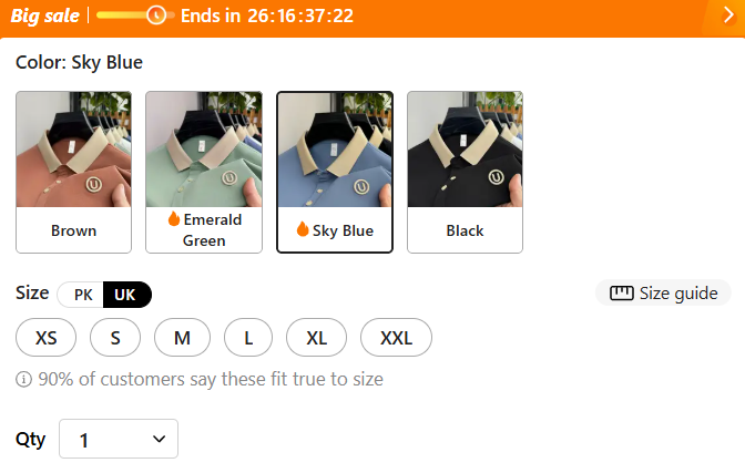 Temu Product Size