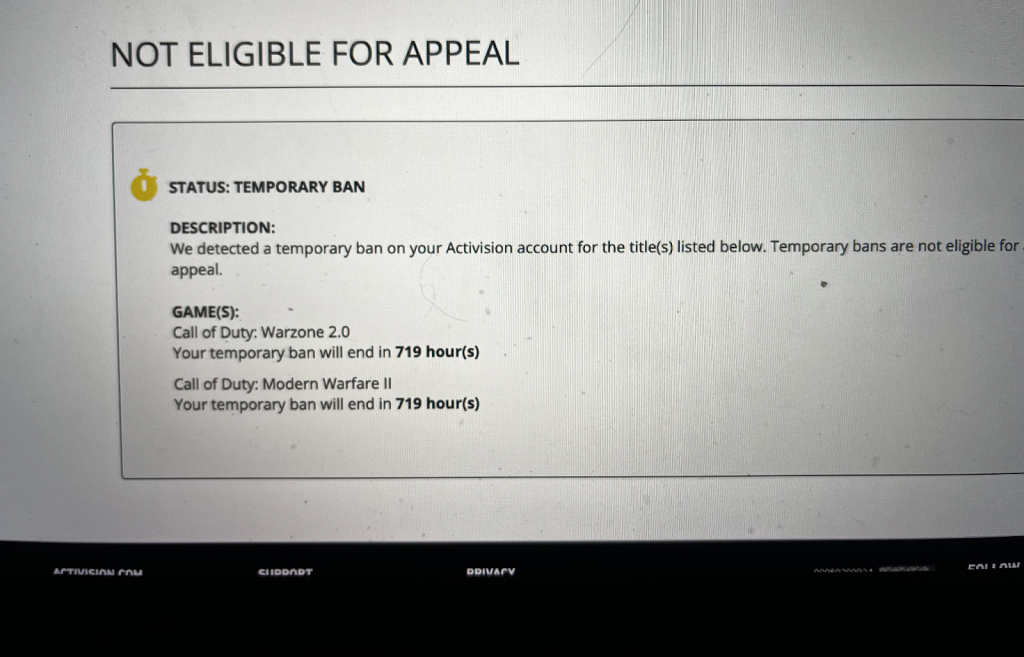 temporary Playstation ban