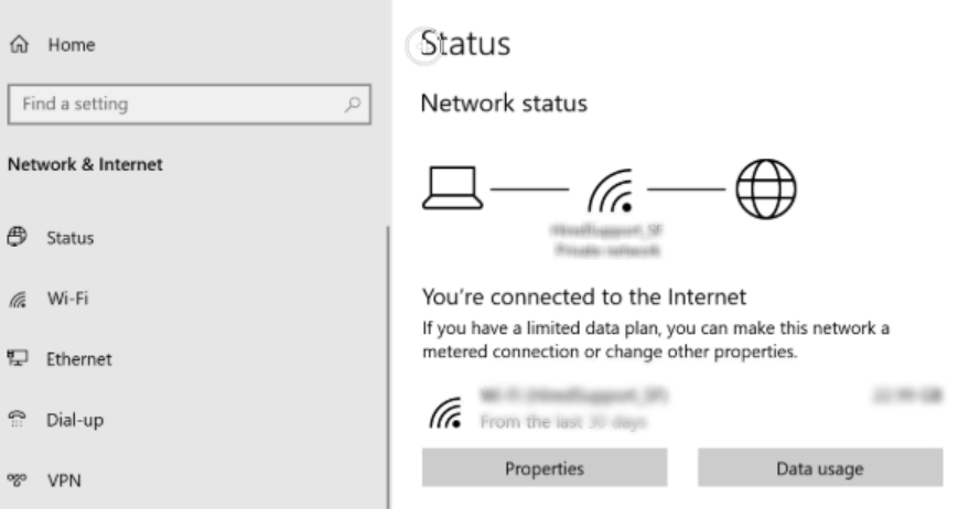 Windows network settings