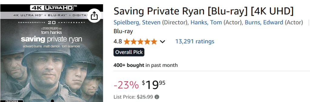 saving private ryan on Amazon
