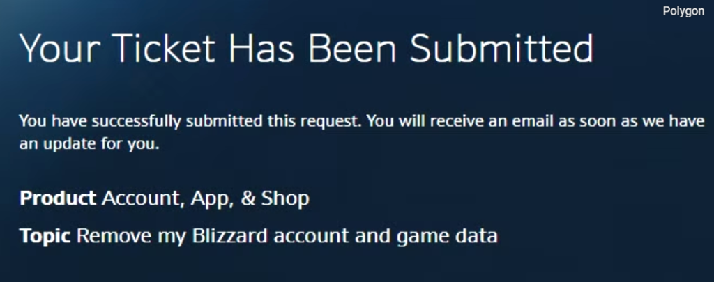 blizzard account deletion request