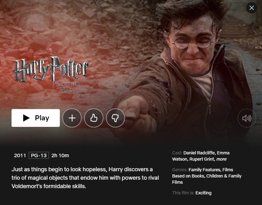 Harry Potter series on Netflix