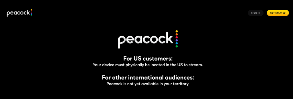 Peacock TV unavailable in the region error