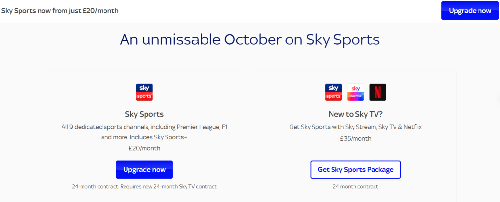 Sky Sports payment plans