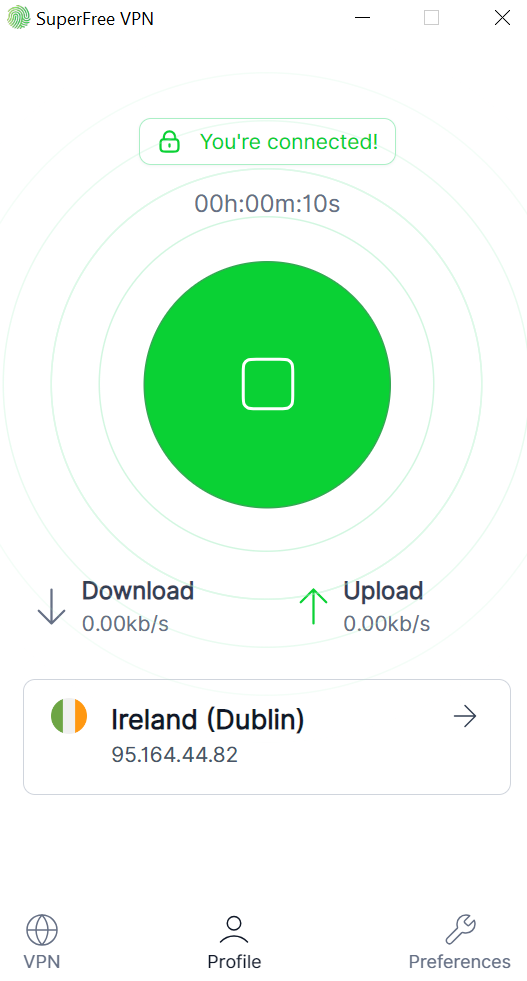 SuperFree VPN Ireland location