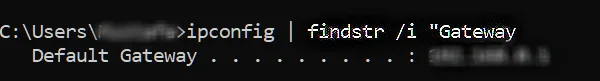 find default gateway address via CMD